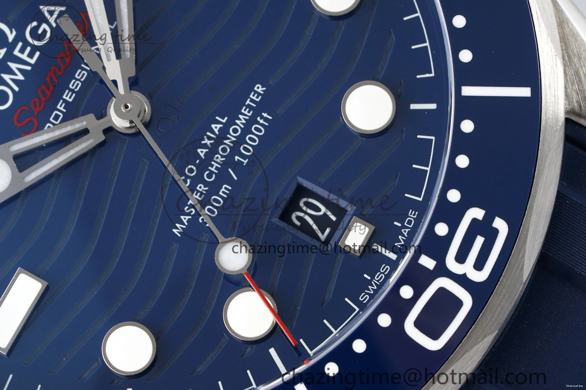 0417 Fashionable Seamaster Diver 300M ZF 1:1 Best Edition Blue Ceramic Blue Dial on Blue Rubber Strap A 7822